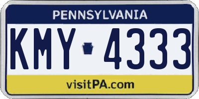 PA license plate KMY4333