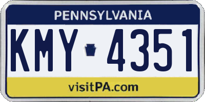 PA license plate KMY4351