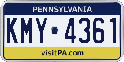 PA license plate KMY4361