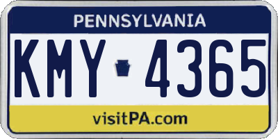 PA license plate KMY4365