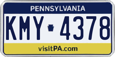 PA license plate KMY4378