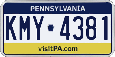 PA license plate KMY4381