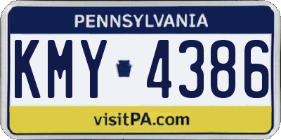 PA license plate KMY4386