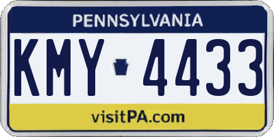 PA license plate KMY4433