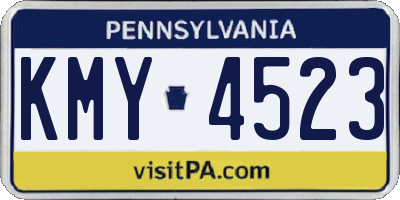 PA license plate KMY4523