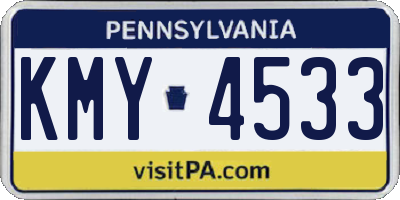 PA license plate KMY4533