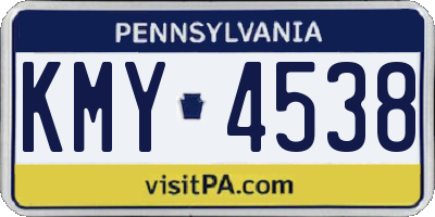 PA license plate KMY4538