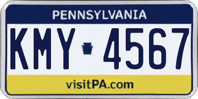 PA license plate KMY4567