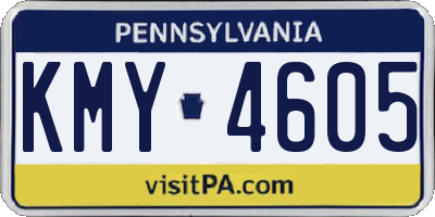 PA license plate KMY4605