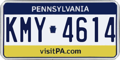 PA license plate KMY4614