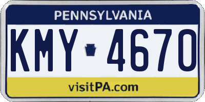 PA license plate KMY4670