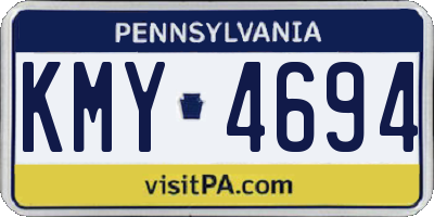 PA license plate KMY4694
