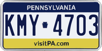 PA license plate KMY4703