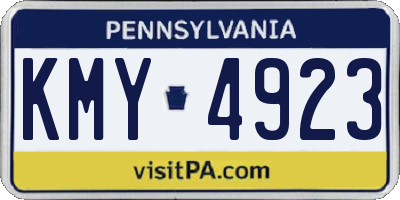 PA license plate KMY4923