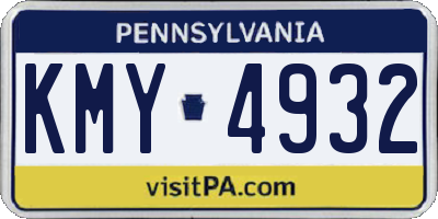 PA license plate KMY4932