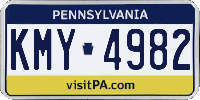 PA license plate KMY4982