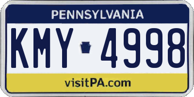 PA license plate KMY4998