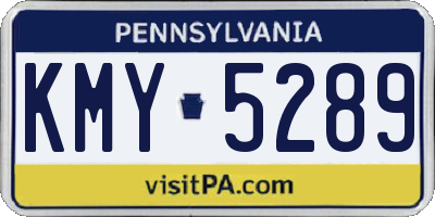 PA license plate KMY5289