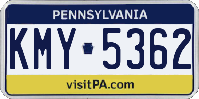 PA license plate KMY5362