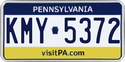 PA license plate KMY5372