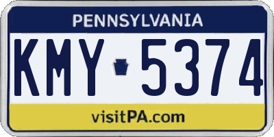 PA license plate KMY5374