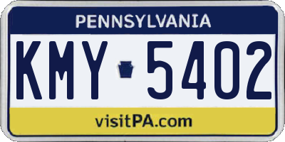 PA license plate KMY5402