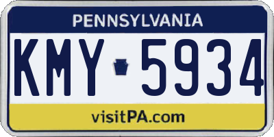 PA license plate KMY5934