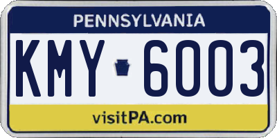 PA license plate KMY6003