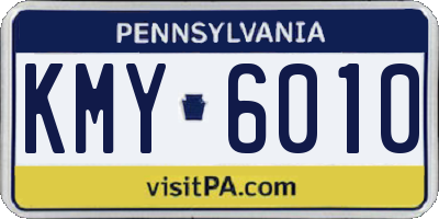 PA license plate KMY6010