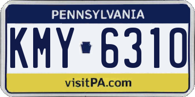 PA license plate KMY6310