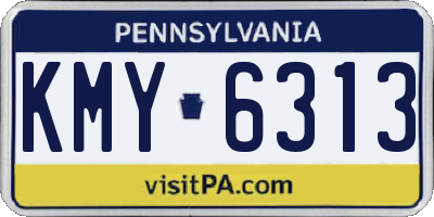 PA license plate KMY6313