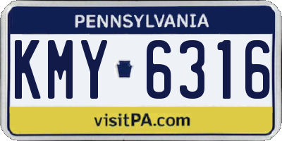 PA license plate KMY6316