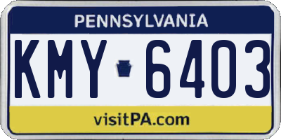 PA license plate KMY6403