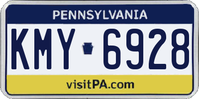 PA license plate KMY6928