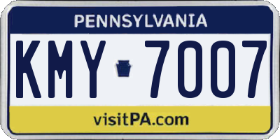 PA license plate KMY7007