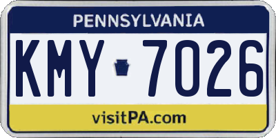PA license plate KMY7026