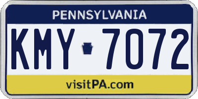 PA license plate KMY7072