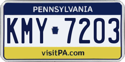 PA license plate KMY7203