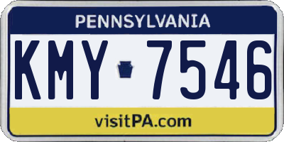 PA license plate KMY7546
