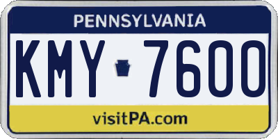 PA license plate KMY7600