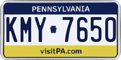 PA license plate KMY7650