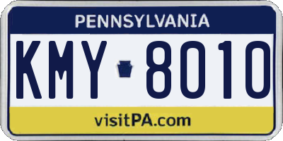 PA license plate KMY8010