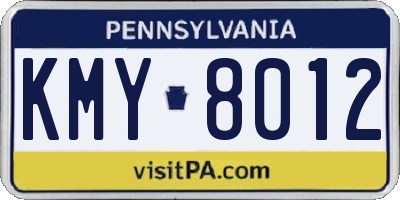 PA license plate KMY8012