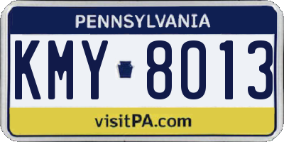 PA license plate KMY8013