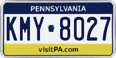 PA license plate KMY8027