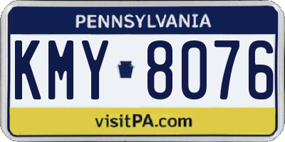 PA license plate KMY8076
