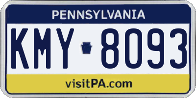PA license plate KMY8093