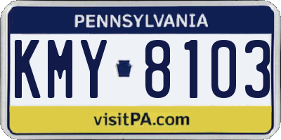 PA license plate KMY8103