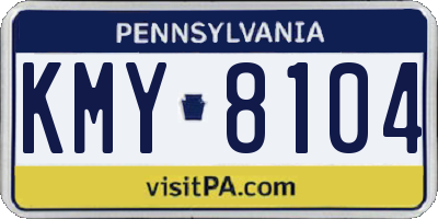 PA license plate KMY8104