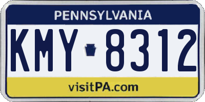 PA license plate KMY8312